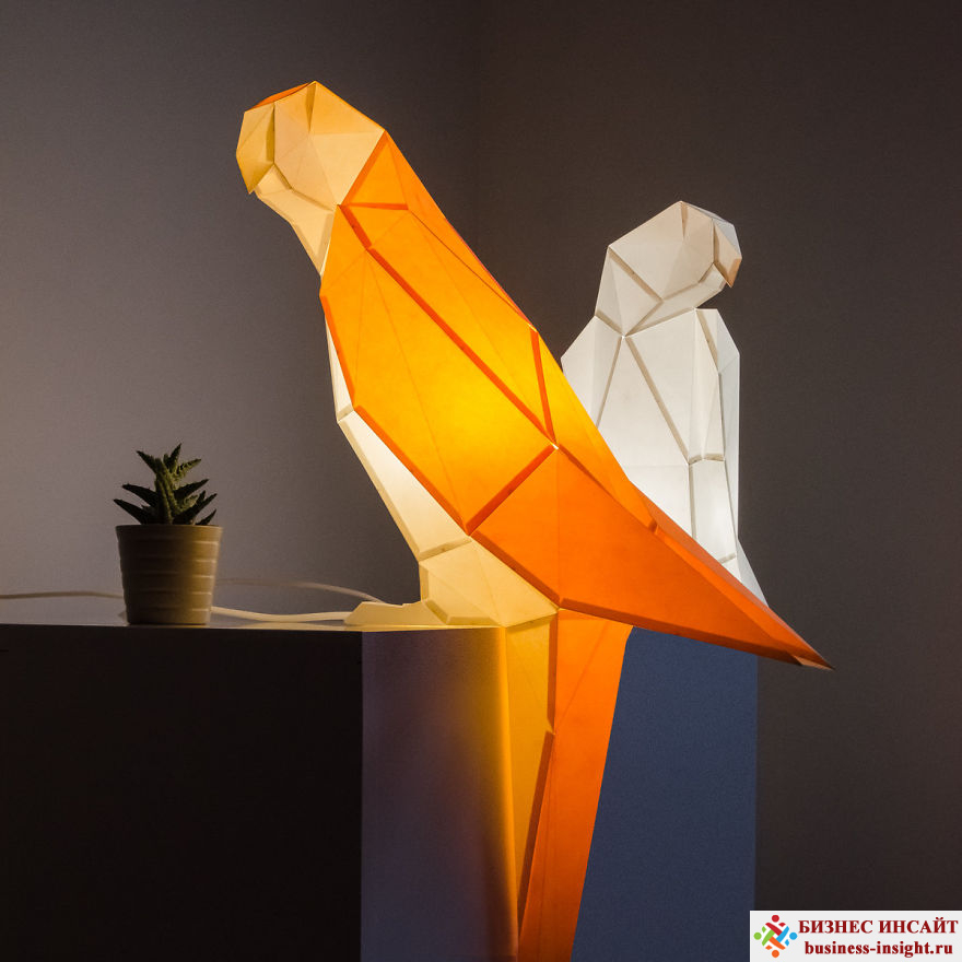 Лампа в виде животного в стиле оригами