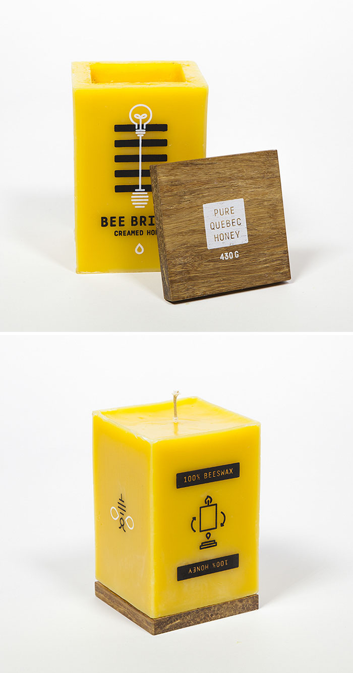 14. Упаковка для меда, сделанная из воска, она может гореть как свеча